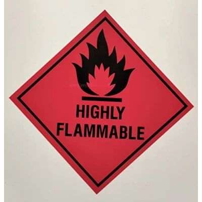 Image of Dangerous Substance Labels Highly Flammable Safety Sign Self Adhesive Sticker 100mm x