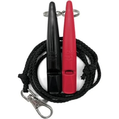 Image of ACME Dog Whistle No. 211.5 with Band Double Pack 2 Whistles Including Bands Ideal for Recall Loud and Far reaching (Black + Hot Pink)