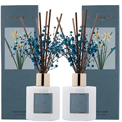 Image of COCORRÍNA Reed Diffuser Set, Cashmere Vanilla 200ml*2 Packs Scented with Sticks Home Fragrance for Bedroom Bathroom Living Room, &amp; Office Decor