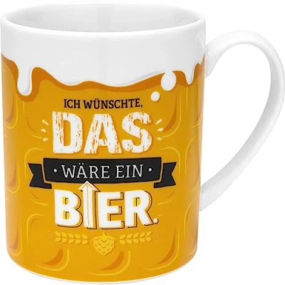 Image of GRUSS &amp; CO XL Mug with Beer Motif, Funny Mug, Porcelain, Large 60 cl, Yellow, Men&#039;s Gift, Party 48813