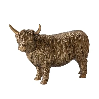 Image of Darthome Highland Cow 25cm Resin Decorative Ornament Cute Animal Figure Sculpture Statue