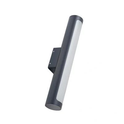 Image of Lucande LED outdoor wall light Tuberia, dark grey, aluminium, Ø 7cm