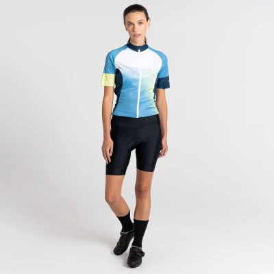 Image of Dare2b Women&#039;s AEP Prompt Lightweight Vect Cool Shorts in Moisture Wick Quick Drying Fabric, 3D Foam Inserts &amp; Reflective Print Detailing Ideal for Cycling Black/Black