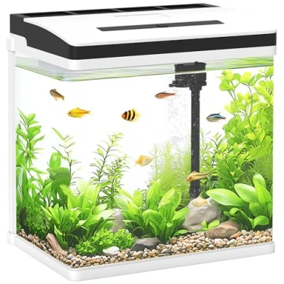 Image of PawHut Aquarium 28L Glass Fish Tank w/Filter, LED Lighting, Water Pump