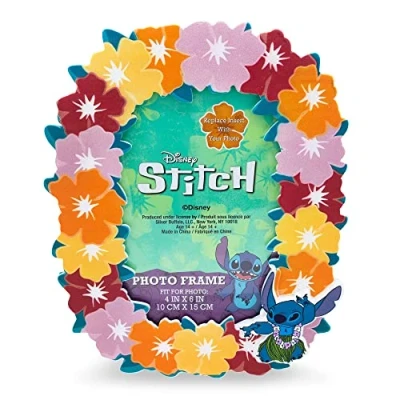 Image of Silver Buffalo Lilo and Stitch Hibiscus Frame 4&quot; x 6&quot; Resin Photo