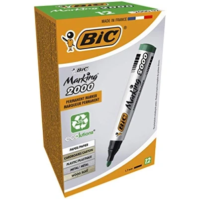 Image of BIC Marking 2000 Permanent Markers Bullet Tip Green 12 Box