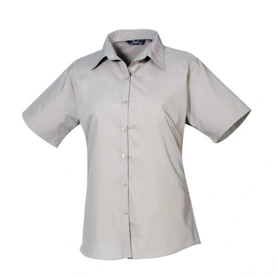 Image of Premier Womens/Ladies Poplin Short Sleeved Blouse (Silver) Size 24 UK