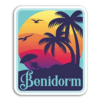 Image of 2 x 10cm Benidorm Vinyl Stickers Spain Travel Sticker Laptop Luggage #18158 (10cm Tall)