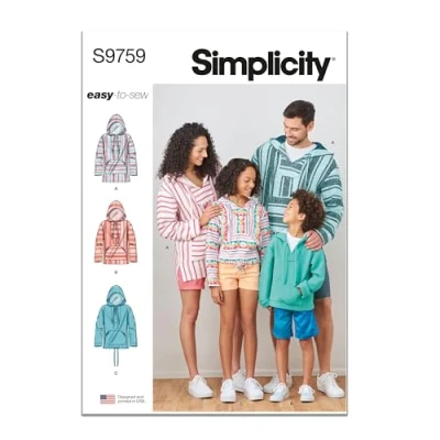 Image of SIMPLICITY SS9759A Children&#039;s, Teens&#039; and Adults&#039; Hoodie A (XS L/XS XL)