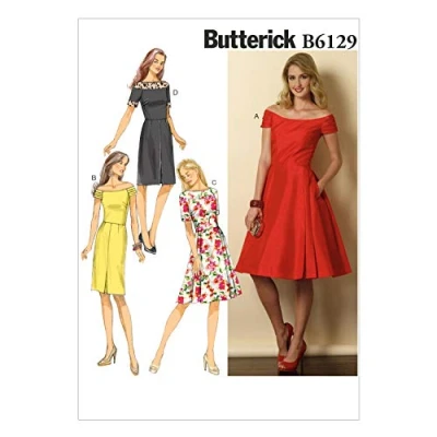 Image of Butterick Patterns 6129 Misses Petite Dress,Sizes, Wool, Multi Colour, A5 (6 8 10 12 14)