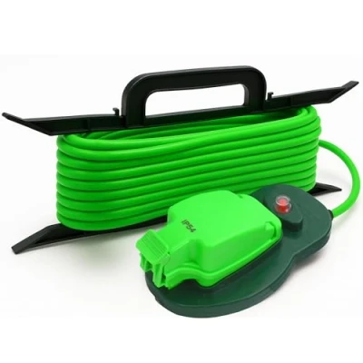 Image of Desiretech 10m Weatherproof Extension Cable 1 Socket 13 Amp Outdoor Lead Waterproof IP54 Durable Green for Garden, Equipment &amp; Power Tools Flexible Heavy Duty Design