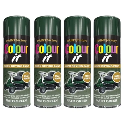 Image of YSAMAX NATO Green Matt Finish Spray Paint, Military Inspired Designs, Uniform Finish, Quick Drying Formula, Ideal For Both Interior And Exterior Use, 250ML, (4PCS)