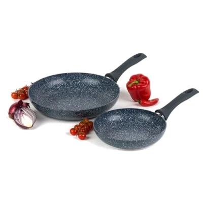 Image of Russell Hobbs COMBO 5391 Nightfall Stone Frying Pan Set Non Stick 20/28 cm Egg/Omelette Pan, Durable Aluminium Cookware, Induction Hob Suitable, Soft Bakelite Handle, Easy to Clean Pancake