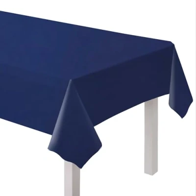 Image of Amscan 9915405 209 Navy Blue Eco Friendly Re usable Plastic Table Cover 2.74m