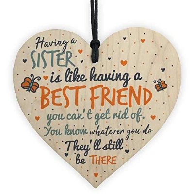 Image of RED OCEAN Sister Best FRIEND Wooden Heart Christmas Friendship Thank You Birthday Plaque Keepsake