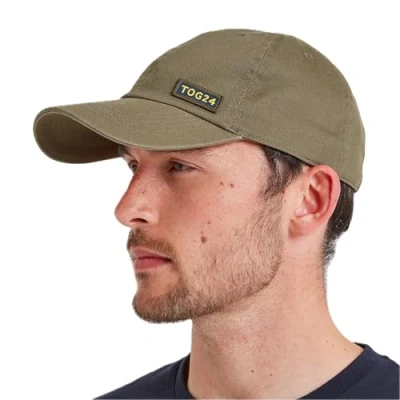 Image of TOG24 Hewitt Baseball Cap. Mens Or Womens Cap Made from Cotton in Classic 5 Panel Design with Lightly Washed Fabric Look. Features Adjustable Strap for Easy Wearing &amp; Comfort Khaki