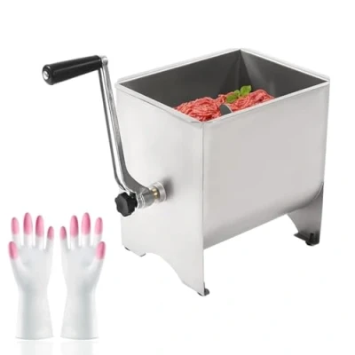 Image of QQZIZHPI Manual Meat Grinder, Mixer Machine Processing， ， Stainless Steel for Sausage 20LBS， Grinder Sausage， Commercial Tilting Tank with Lid