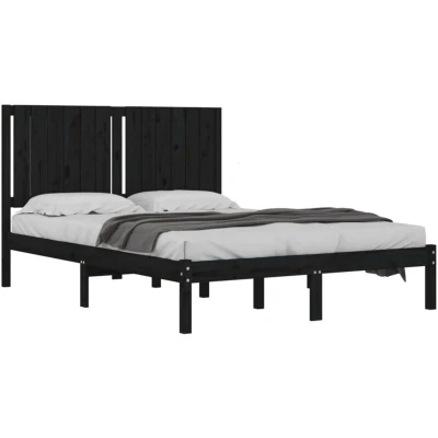 Image of vidaXL 3103827 Bed Frame without Mattress Black Solid Wood 140x190 cm (810001+818524)