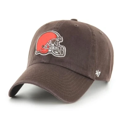 Image of 47 NFL Cleveland Browns Clean Up Unisex Baseball Cap, Adjustable Buckle Strap, Team Logo, Colour Brown