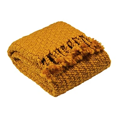 Image of Furn Jocelyn Throw Acrylic Mustard 130cm x 180cm, Acrylic, Mustard, 180cm (51&quot; 71&quot; inches)