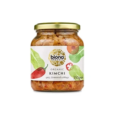 Image of Biona Organic Kimchi 350 g, Pack of 6 Fresh, Naturally Fermented Vegetables Napa and White Cabbage With Spicy Chilli Vegan No Additives