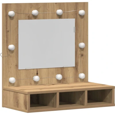 Image of vidaXL Vanity Unit with Mirror Artisan Oak MDF, Glass 60 x 31.5 62 cm