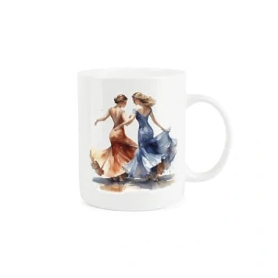 Image of Purely Home 12 Days of Christmas Festive Mug Xmas Ladies Dancing Carol Gift Tea Coffee White Bone China