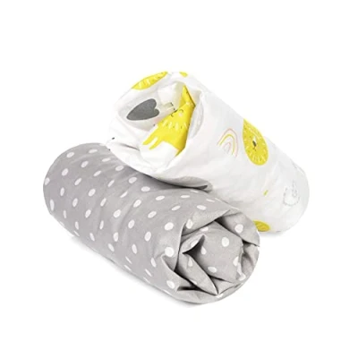 Image of FlyIdeas Moses Basket Fitted Sheets 2 Pcs Set 75x35 cm, 100% Cotton Perfectly Compatible with Baskets Bassinets Cribs and Cradles Mattresses of 30x70 60x30 similar