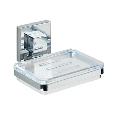 Image of WENKO 22681100 Vacuum Loc® soap holder Quadro, Stainless steel, 12 x 6.5 cm, Shiny