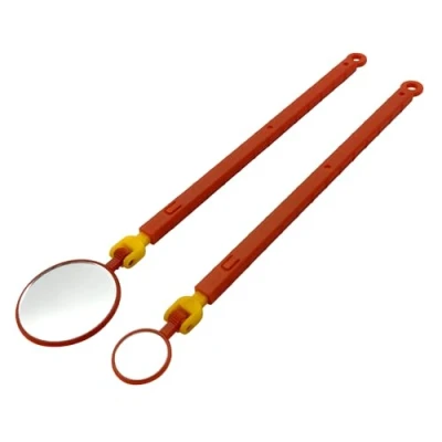 Image of ZKTOOL 2pcs 1000V Insulated Inspection Mirror Set, Telescopic Mirrors for Hybrid and Electric Vehicles, Portable Round 180 Degree Rotating (20MM 40MM)