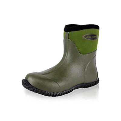 Image of Dirt Boot Neoprene Wellington Muck Field Fishing Boots® Wellies Ladies Mens Ankle Bootie (UK5 EU(39), Green)
