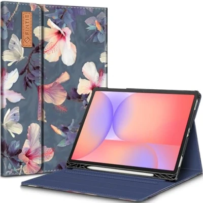 Image of Fintie Case for Samsung Galaxy Tab S9 FE 10.9 Inch/Galaxy 11 Inch 2023 with Built in S Pen Holder, Multiple Angle Portfolio Business Cover Pocket Auto Sleep/Wake, Blooming Hibiscus