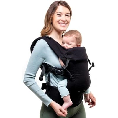Image of Beco Gemini Baby Carrier Newborn to Toddler 100% Organic Cotton Body Carrier, Backpack &amp; Front with Adjustable Seat, Ergonomic Holder 7 35 lbs (Org Metro Black)