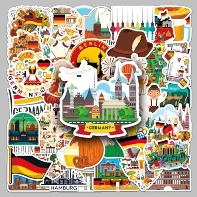 Image of 50 Germany Travel Stickers, German Symbols Stickers