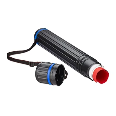 Image of Relaxdays Telescopic poster roll up to size A0, adjustable carrying strap, screw cap, 64 100 cm, plastic, black
