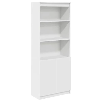 Image of vidaXL highboard white 37.5x35x180 cm engineered wood modern storage cabinet for living room bathroom kitchen