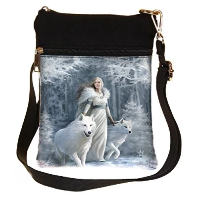Image of Nemesis Now B1850E5 Winter Guardians Anne Stokes Shoulder Bag 23cm White, PU and Canvas, One Size