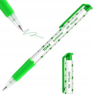Image of Ballpoint Pens, Retractable Smudge Free Extra Fine Point 0.5 mm, Ideal for School, Office, Everyday Use (Green, 3 Pens)