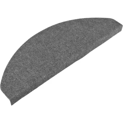 Image of vidaXL Grey Self adhesive Stair Mats 15 pcs, 65x22.5x3.5 cm, Sound Dampening, Durable Needle Felt Fabric, Quick Installation
