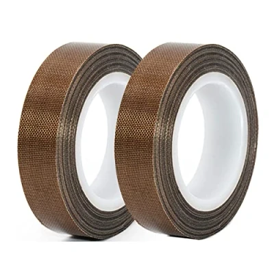 Image of Qrity 2 Rolls High Temp Tape 10mm x 10m, PTFE Tape, Teflon Temperature Adhesive Thickness 0.18 mm, for Vacuum Sealer Machine, Hand or Impulse Sealer, Heat Resistant Up to 300℃