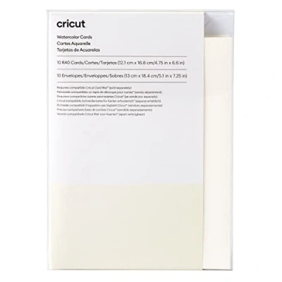 Image of Cricut Watercolour Cards Ivory 12.1cm x 16.8cm (Cricut Size R40) 10 Pack for use with Markers and Card Mat, 2009985, Off white