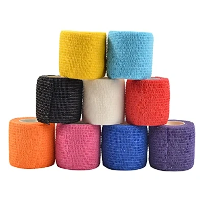 Image of 9 Rolls Cohesive Bandage Adherent Vet Wrap &amp; Pet Wrap, Elastic Breathable Self Adhesive for Stretch Athletic, Sports, Wrist, Ankle