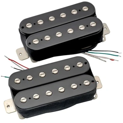 Image of Artec HBBA TBN Alnico 5 Uncovered Humbucker Electric Guitar Neck Bridge Pickups Set, Black