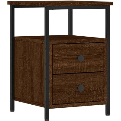 Image of vidaXL Bedside Cabinet Brown Oak 34x35.5x50 cm Engineered Wood