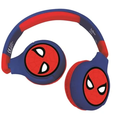 Image of LEXIBOOK HPBT010SP Spiderman 2 in 1 Bluetooth Headphones Stereo Wireless Wired, Kids Safe for Boys Girls, Foldable, Adjustable, red/Blue, Black, Spider Man