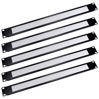 Image of Ex Pro 19 Inch Brush Strip Cable Management Panel, Sturdy 1U Rack Mount Plate with White Bristles 5 PACK