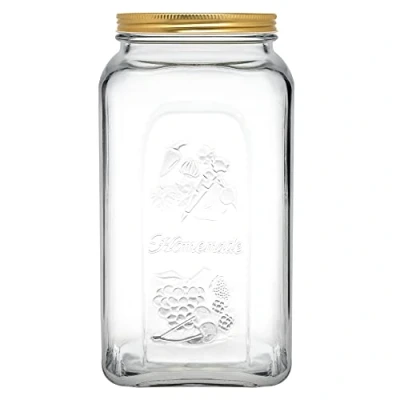 Image of Glass Kitchen Preservation Storage Food Jar With Airtight Screw Top Metal Lid (1, 3L)