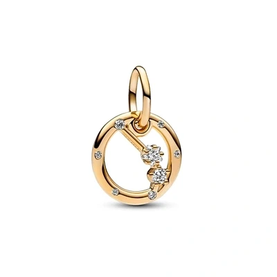 Image of Pandora Moments Aries zodiac 14k gold plated dangle with clear cubic zirconia