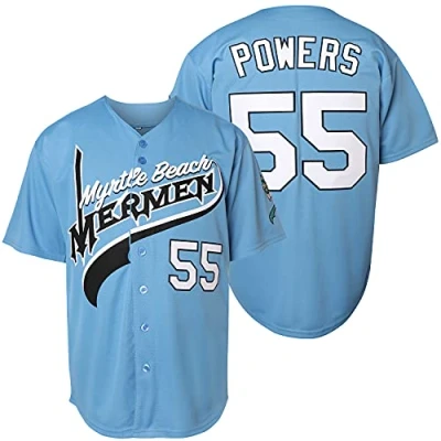Image of NJKA Kenny Powers #55 Baseball Jersey Shirt Eastbound and Down Movie Stitched blue XXL