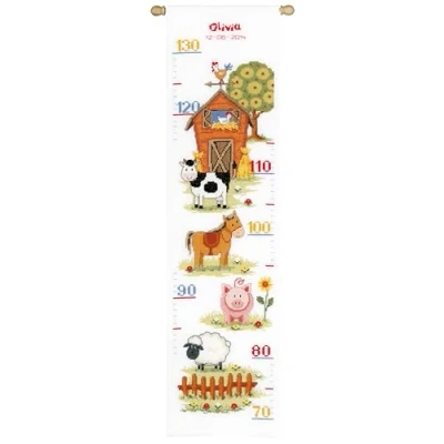 Image of Vervaco Height Chart At The Farm II Counted Cross Stitch, Multi Colour